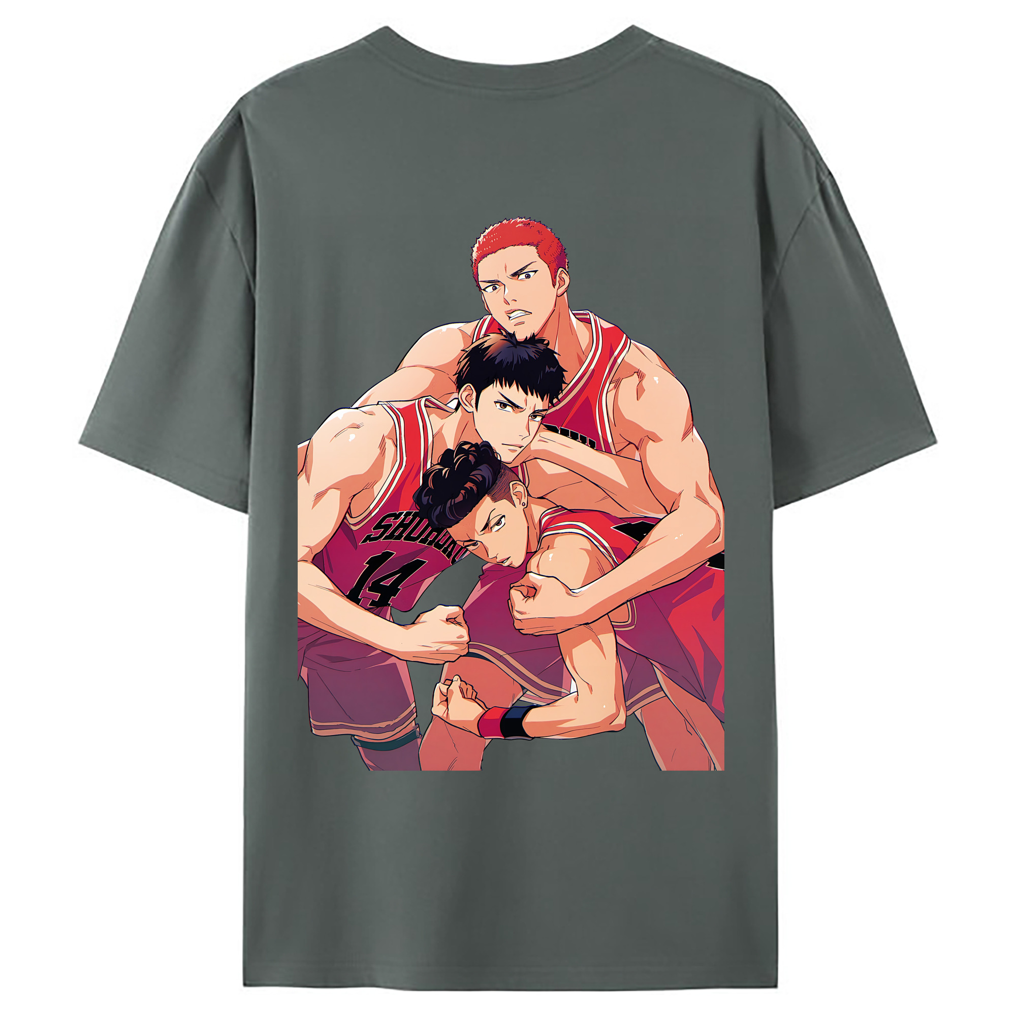 （画像用） SLAM DUNK／スラムダンク 綿100％ メンズ半袖Tシャツ（バックプリント） 通気性